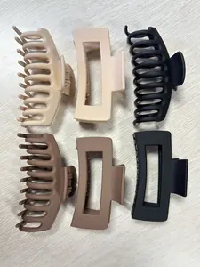 6pcs Soft Silicone Hair Clips, Large Square Shark Clip Set, Flat Claw Clips, Hair Claws, Elastic Non-Breakable Design, Comfortable Bendy Hair Accessories