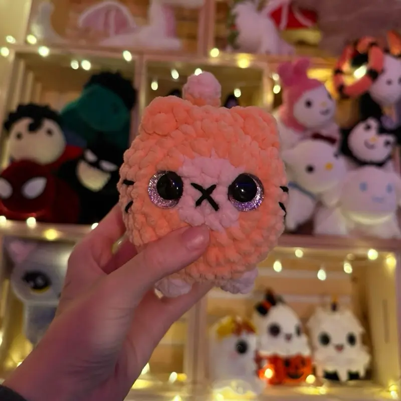 Crochet Loaf-Shape Kitty Amigurumi Plush Toy, Soft Handmade Stuffed Animal