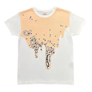 Kapital Bandana Drip Logo Short Sleeve Tee Shirt White Peach Multi