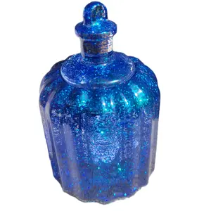 RESIN Clear Blue with LIGHTS inside Trinket Jar storage handmade GIFT Decorative Shiny Ornaments Canister Organizer Bottles