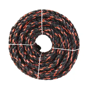 3/8 50ft PP Twisted 3 Strand Orange/Black Rope Heavy Duty Rope for Swing Camping Sailing Pulling