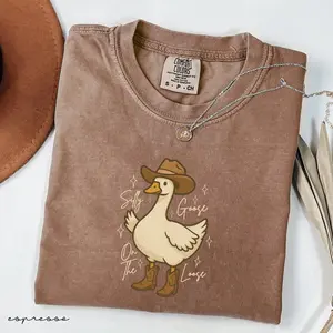 Comfort Colors Retro Silly Goose Shirt, Playful Silly Goose On The Loose Graphic Tee, Aesthetic Funny Cowgirl Western Shirt, Trendy Oversized Funny Graphic Tee Design, Premium Garment Dyed Southern Humor Apparel