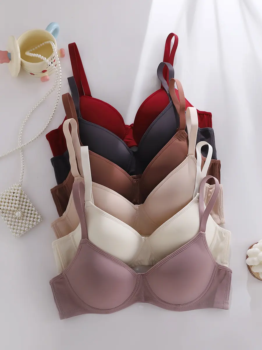 6pcs Ultra-Soft Seamless Push Up Bras - ComfortableCasual AttireSupportive T-shirt Intimates for Women -Versatile Value Set in SimpleStyle