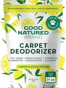 Good Natured Brand | Carpet Deodorizer & Freshener Powder | 31 oz Pet Odor Eliminator for Strong Odor & Pet Urine | Fresh Natural Lemon & Eucalyptus Scent | Safe for Homes with Pets