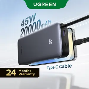 UGREEN Nexode Power Bank 20000mAh 45W with Built-in Cable, Fast Charging Portable Charger for iPhone 17 Pro/Samsung S25 Ultra/iPad Pro, 3-Port External Battery Pack with Digital Display, Travel Ready,tiktokshopmemorialday