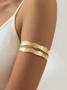 Women's Vintage Wave Design Cuff Bangle, Fashion Jewelry for Party, Daily Clothing Decor, Trendy All-match & Exquisite Jewelry for Birthday Gift, Trendy Bangles, Double Layered Bracelets, Fashionable Bracelet, Stackable Bracelet, Elegant Minimalist Bangle