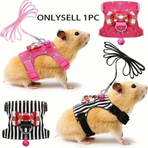 Pet Carrier Backpack Set with Leaf Decoration, Bowknot & Bell Accessories, Ideal for Guinea Pigs Hamsters Mice Outdoor Walks