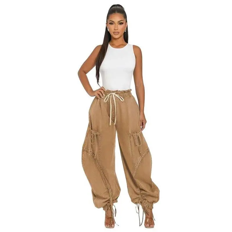 WOMEN FAHION HAREM STYLE DENIM PANTS