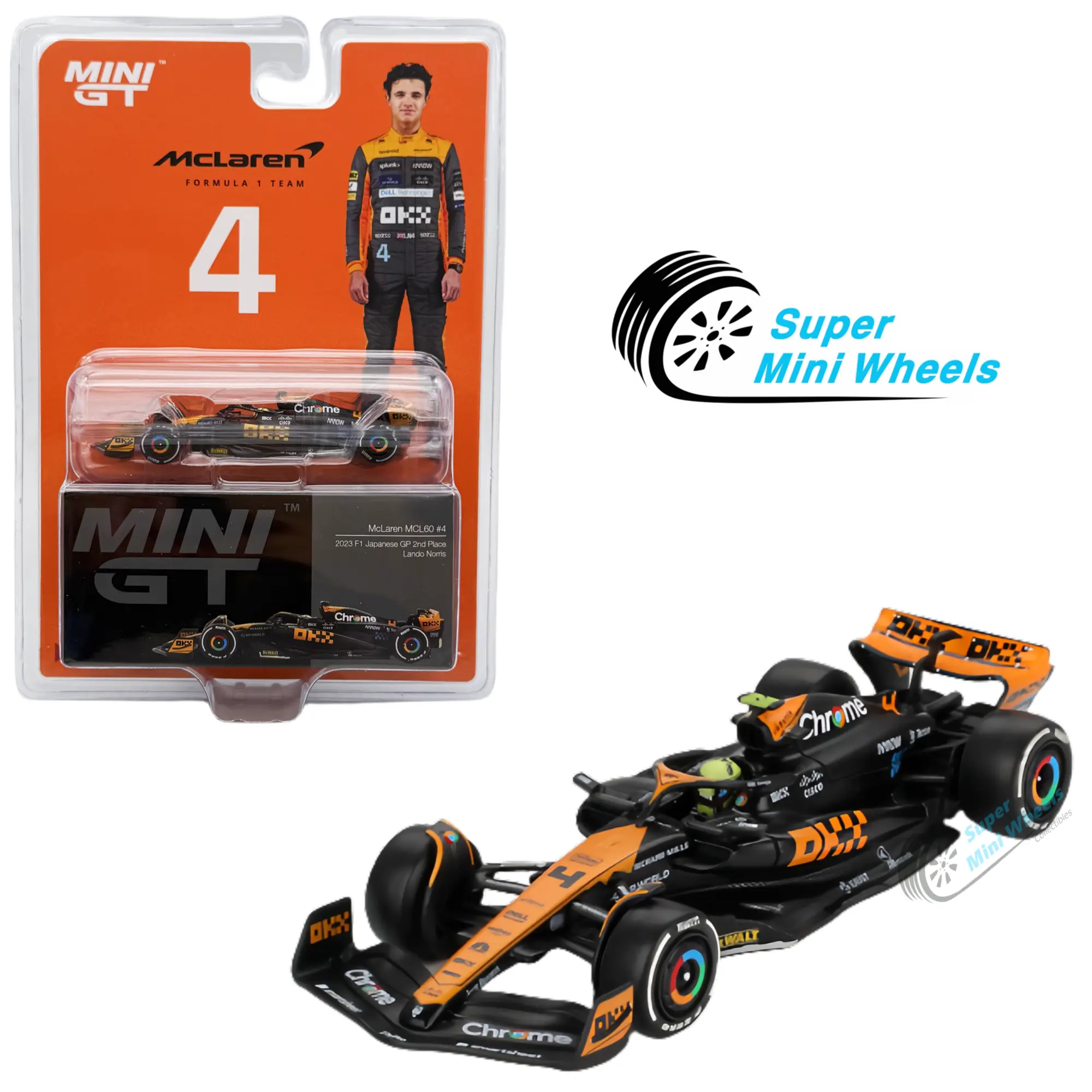 Mini GT 1:64 McLaren MCL60 #4 Lando Norris 2023 F1 2023 Japanese GP 2nd #767