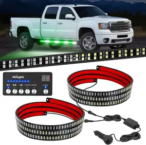 Nilight 2PCS 70 Inch Strobe Light Strip with Controller 864 LED Green White Running Board Lights Flexible Side Flashing Working Safety Waterproof for Truck Construction Pickup summervibes