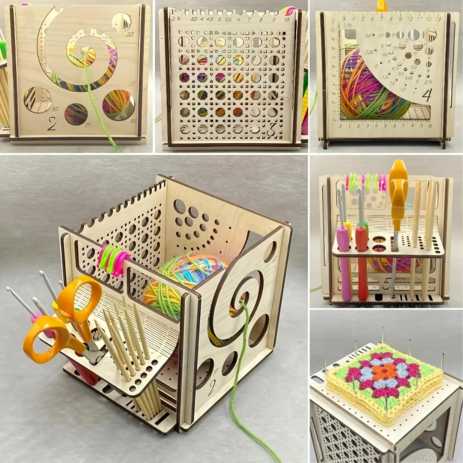 All-in-One Wooden Yarn Bowl Knitting Storage Organizer for Crochet Lovers Compact & Functional Gift for Knitters and Crocheters