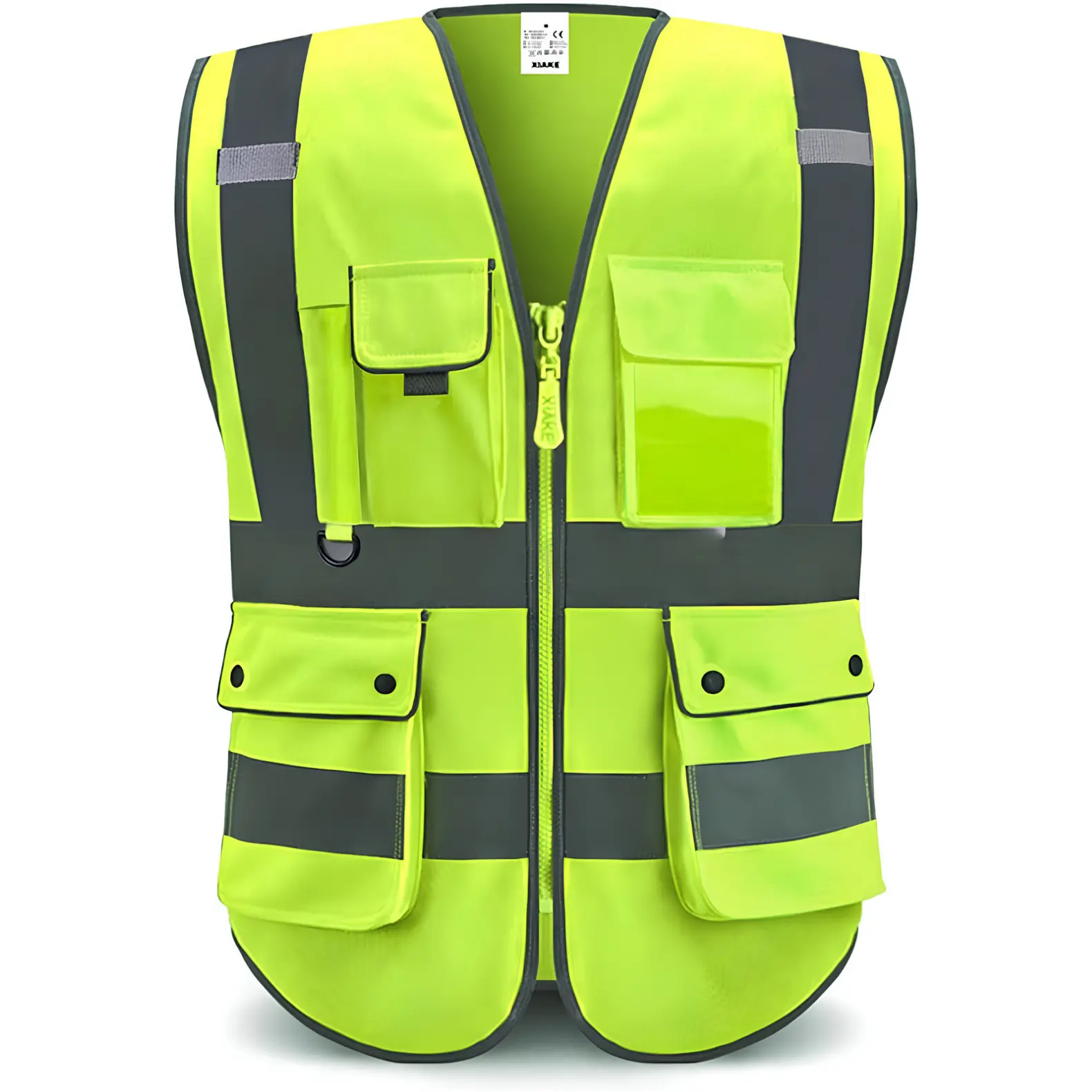 High Visibility Breathable Durable Polyester Safety Vest - S, M, 1 Size, 8 Front Utility Pockets, ID Pocket, Machine Washable Reflective Work Safety Equipment for Outdoor Activities, Construction Job Sites