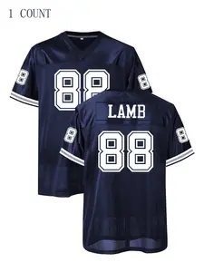 Men's American Football Jersey - Breathable Athletic Top, Embroidered, V-Neck, Short Sleeve, Loose Fit for Casual, Streetwear & Sports Activities