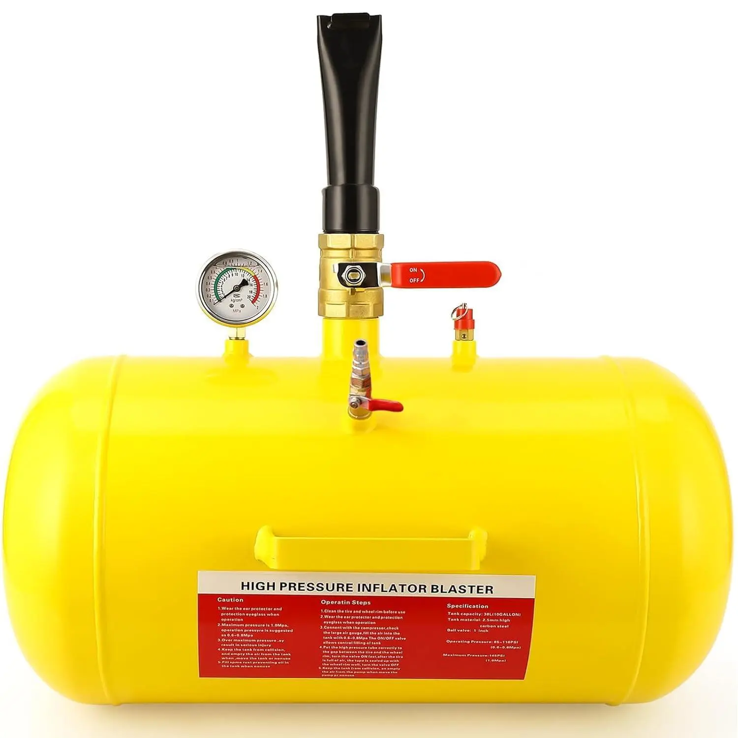 GARVEE Bead Blaster - 10 Gallon Tire Bead Blaster,85-116PSI Heavy-Duty Air Tank for Car, Truck, ATV, UTV & Motorcycle – with Pressure Gauge,All Steel Structure & Ergonomic Handle