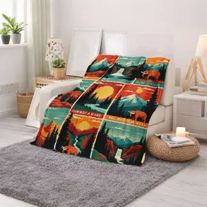 Vintage National Park Blanket Mammoth Cave Yosemite Grand Canyon Glacier Mountains Landscape Nature Print Cozy Throw for Outdoor Camping Hiking Adventure Lovers Perfect Christmas Thanksgiving Birthday Gift for Nature Enthusiasts and Travel Fans