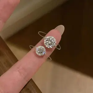 [Invisible Ring] 1-2CT Moissanite ring with a Sense of Design, Light Luxury Transparent Line Invisible Mermaid's Tear Ring, Fishing Line Diamond Ring for Women Invisible Necklace [New Choker Necklace]