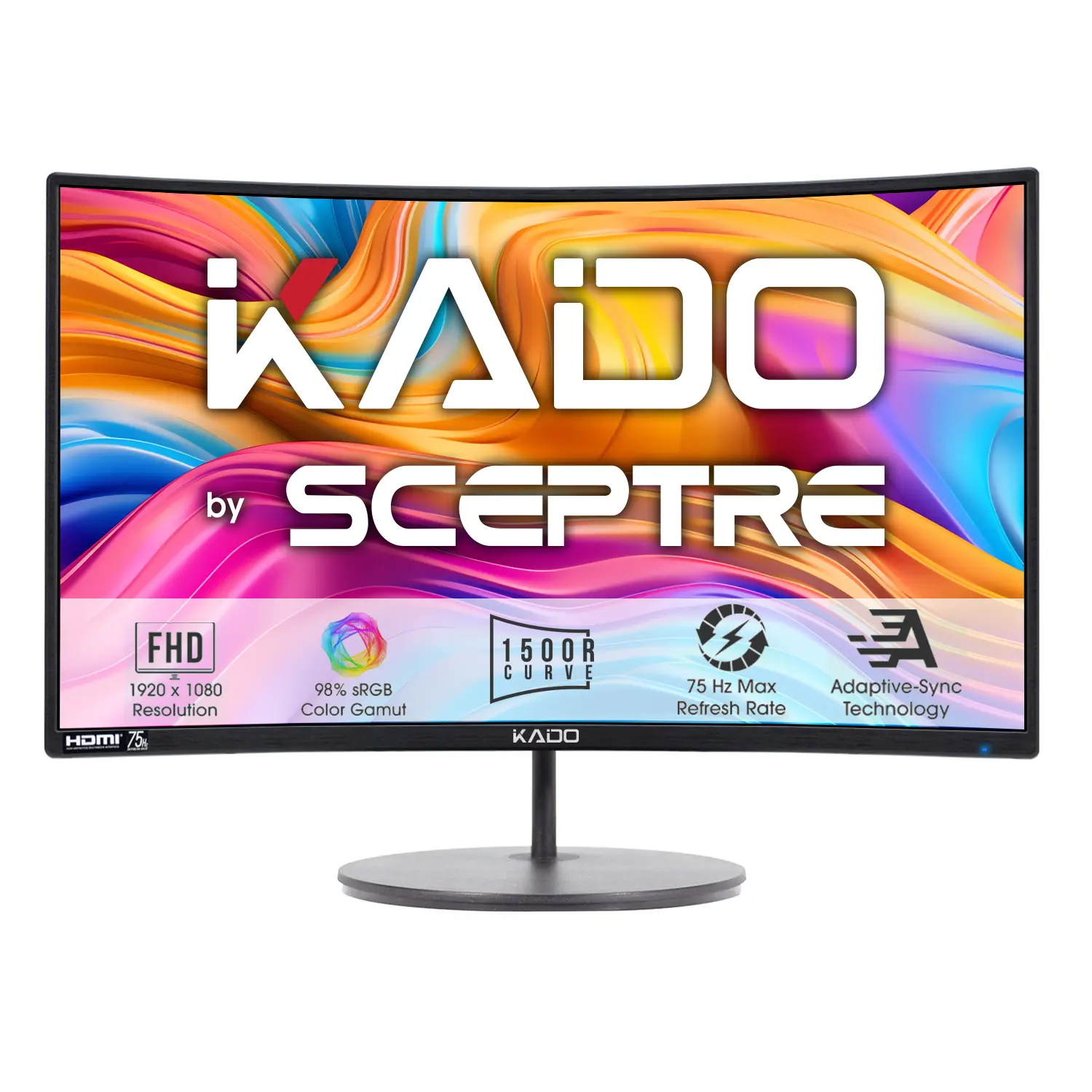 NEW-Kado by Sceptre Curved 24" Computer Monitor Gaming Office 1500R 1920x1080 HD 75Hz Built-In Speakers Wall Mount Ready Black