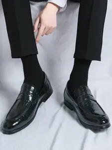 Men's PU Stone Texture Loafers, Fashion Classic Low Heel Comfortable Business Formal Shoes, Stylish Casual Footwear for Daily Wear