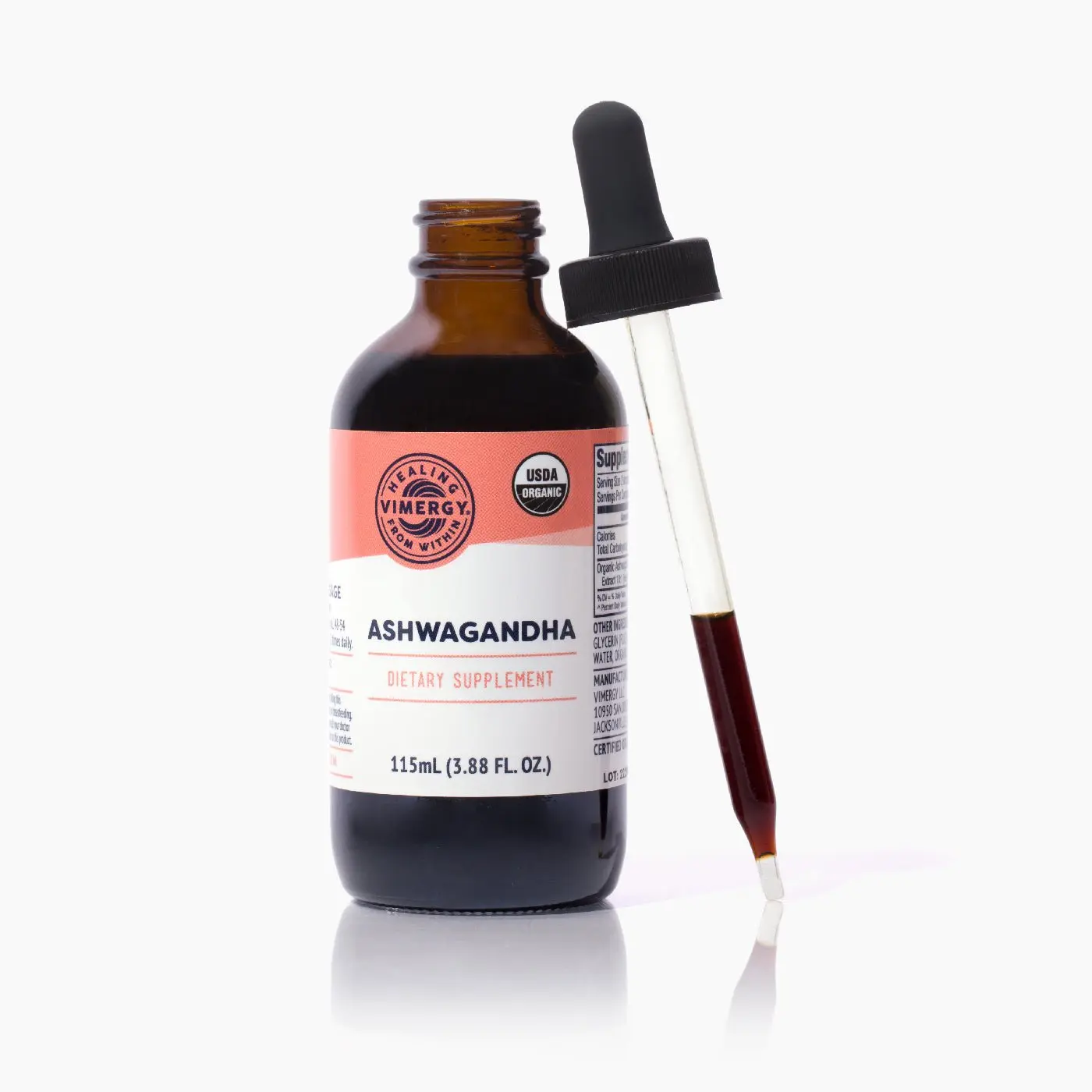 Vimergy Organic Ashwagandha 10:1 115 Servings | Liquid Adaptogen for Stress Support & Mood Drops
