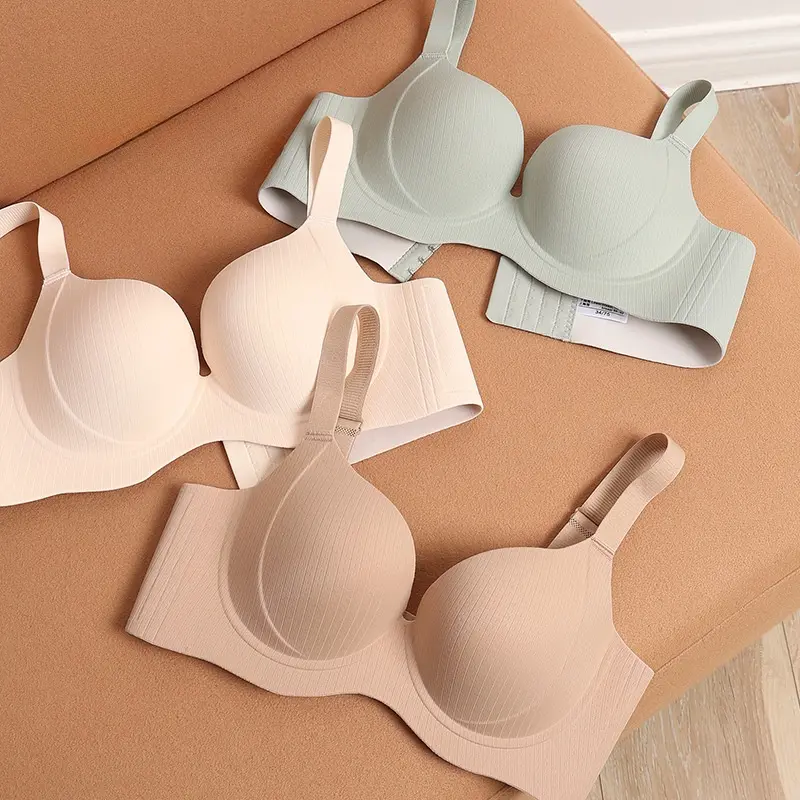 Seamless Underwear Women Plus Size Push Up Bra Big Chest Anti-Sagging Wire Free Comfortable Bra Everyday Style Bridal Lingerie bra  fits  right, Plain