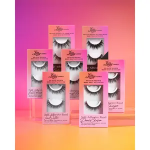 Self-Adhesive Full Band Eyelashes  | Lilly Lashes 3D Faux Mink | No Glue Needed, Body Heat Activated