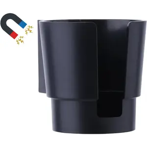 Universal Magnetic Cup Holder, Heavy Duty Plastic Drink Holder, Magnet Cup Holder for Bus Tractor Van RV, Vertical or Horizontal Mount, Fits Most Cup, Bottles, Cans, Tumblers, Black Pack of 1