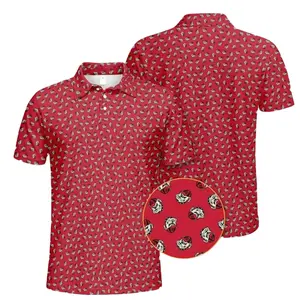 Vintage Bulldog Red Pattern Men's Bogey Bros Golf Ball Polo Shirt Masters Golf Tennis Polo Tops Masters Tournament Shirt 2026 GPA Championship Performance Outdoors Sport Shirt, Ideal Gift for Hunting Season Dad Golfers