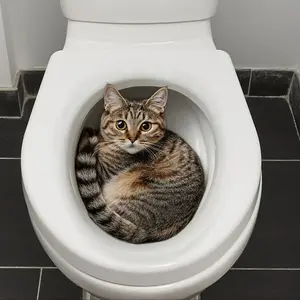 Cute Cat Toilet Sticker, Realistic Small Cat Design, Waterproof Removable Bathroom Toilet Decoration, Adorable Kitty Decor, Bathroom Decorations, Bathroom Decoration Supplies