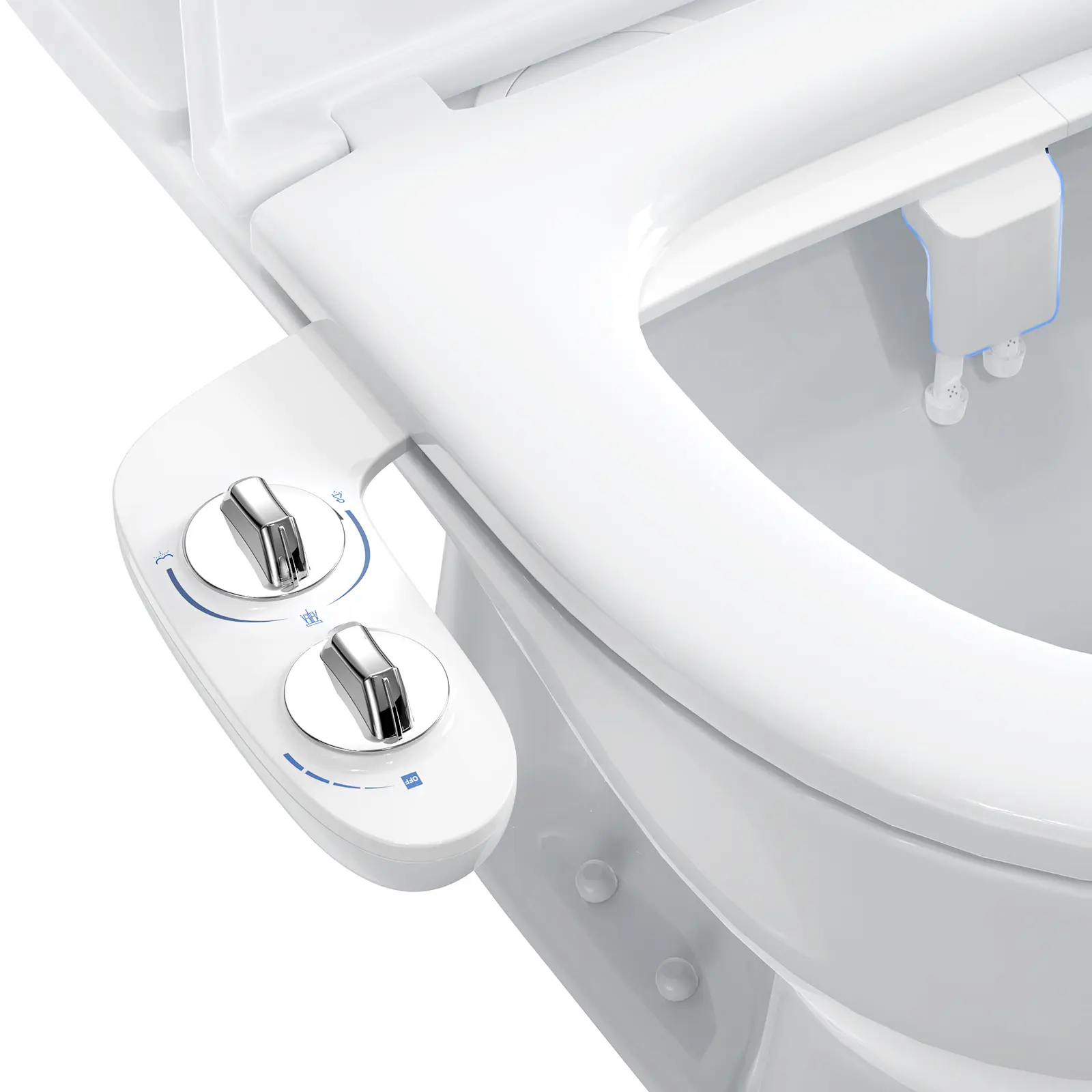 Bidet Attachment for Toilet, Self-Cleaning Dual Nozzle with Adjustable Water Pressure & Brass Inlet, Rear Wash Toilet Seat Attachment, Hygienic Bidet for Feminine Wash, Adjustable Flow