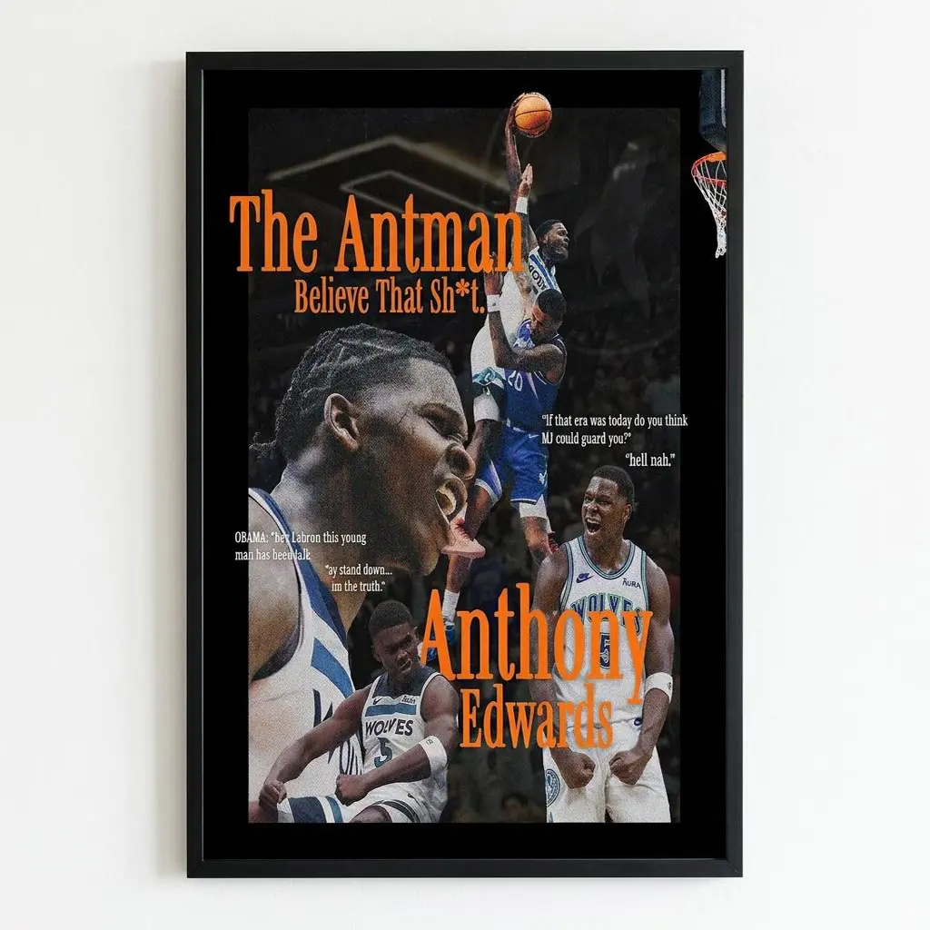 Anthony Edwards Poster,  Wall Print, Basketball Poster Print,  Sports Decor,  Minnesota Timberwolves Poster, Gift
