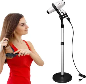 360° Rotating Hair Dryer Stand, Hands-Free Blow Dryer Holder with Heavy Base, Adjustable Height Countertop Stand for Home and Salon Use