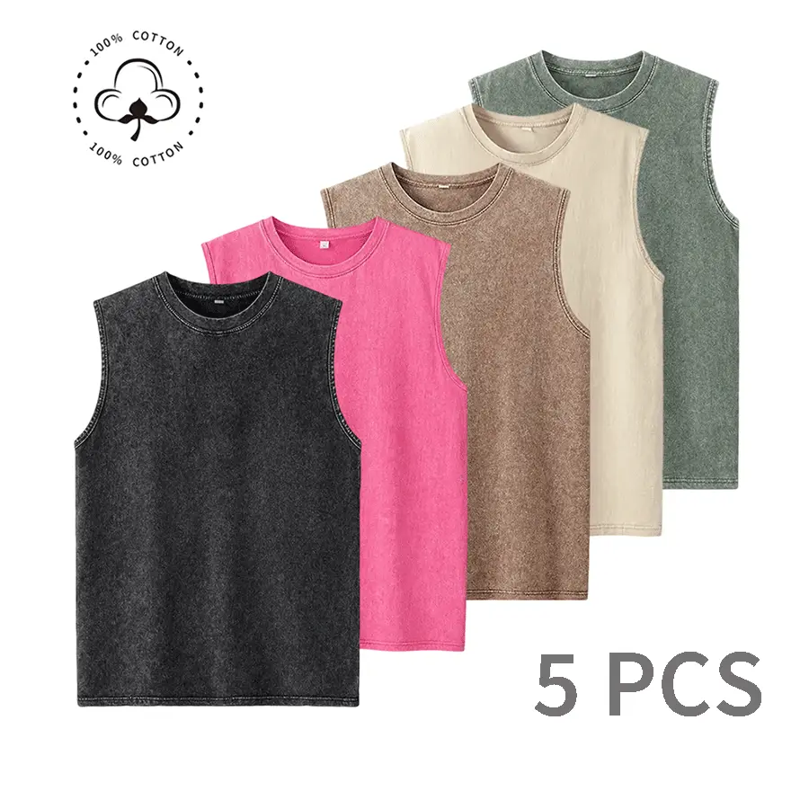 Men’s 5-Pack Washed Vintage Heavy Cotton Tank Tops, Loose Fit Freedom, Athletic Fit, Durable 5pack Workout Set for Intense Workouts, Sleeveless Sportswear, Sleeveless Gym Tops, Durability, Washed Vintage Look, Workout To Casual