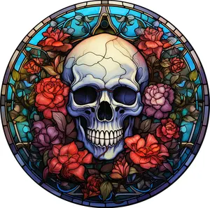 DTF Transfer – HF Skull Glass Flowers Multi Sizes