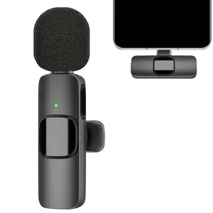 Wireless Microphone, Compact USB Rechargeable Lavalier Microphone, Crystal Clear Recording Microphone for Video Recording, Compatible with iPhone, iPad, Android, Audio, Live Streaming Mic, Portable Mic