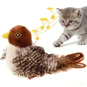 (Can't fly! Won't fly!）Cat Toys Flapping Bird,Rechargeable Flapping Bird Sparrow Cat Toy–Lifelike Chirp & Tweet, Touch Activated Interactive Kitten Exercise Catnip Toy，Pet Gifts