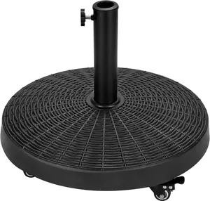 EROMMY 52LBS Umbrella Base, Umbrella Stand with Brakeable Wheels, Patio Umbrella Base Heavy Duty for Outdoor 1.5''~1.89'' Market Umbrella, Resin Umbrella Holder for Patio Deck Porch Poolside, Black