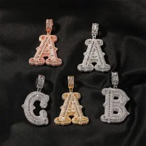[ICE HUE] Women's 18K Gold Vacuum Plated Copper Initial Pendant Necklace - Customizable A-Z Letter Shape, 5A+ Sri Lanka Zircon, Ice Hue, Bohemia Micro Inspired, Hip Hop Necklaces, Fashion Costume Jewelry, Daily Wear Gift Idea