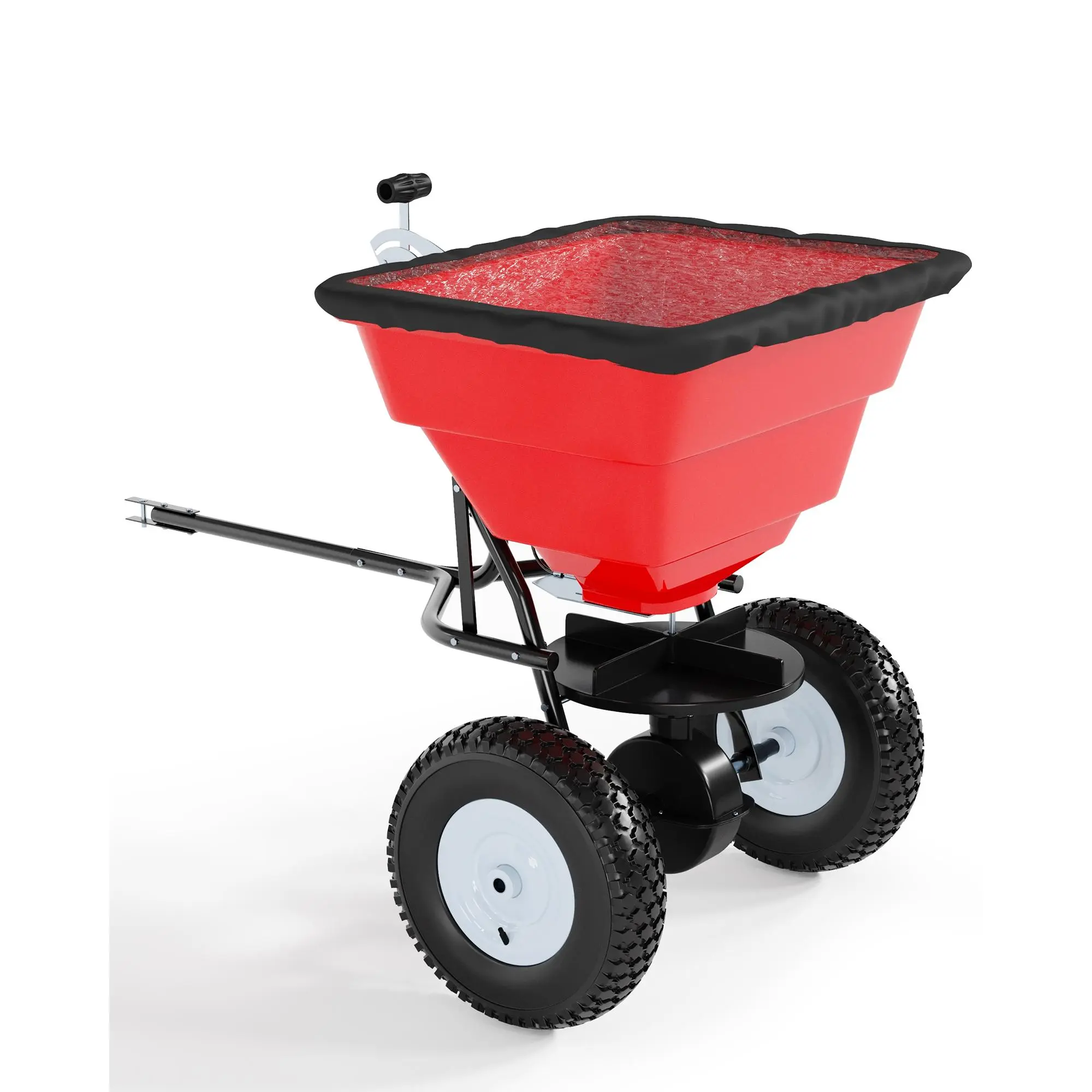 85lb Tow-Behind Broadcast Spreader for Lawn & Garden - 10" Pneumatic Tires - Adjustable Stream Control - Fertilizer, Seed, Salt, Ice Melt - Heavy-Duty Spreader, Tool, Home