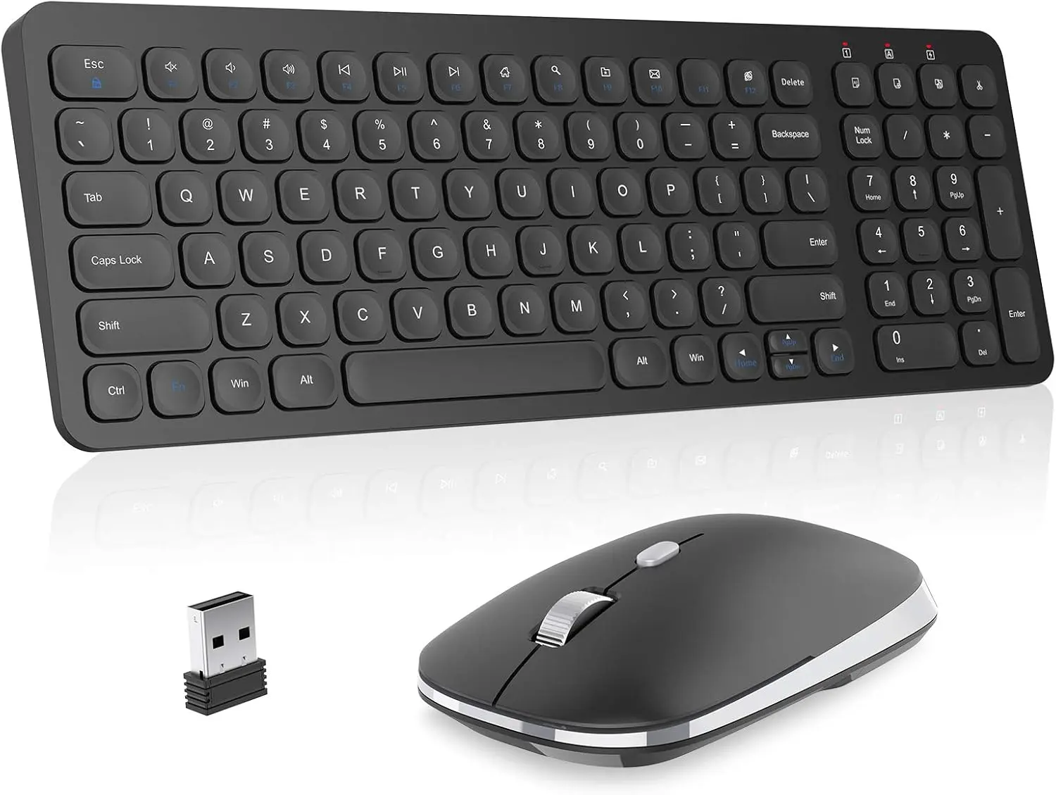 Cimetech Wireless  Keyboard Mouse Combo, Cimetech Compact Full Size Wireless Keyboard and Mouse Set Less Noise Keys 2.4G Ultra-Thin Sleek Design for Windows, Computer, PC, Notebook, Laptop