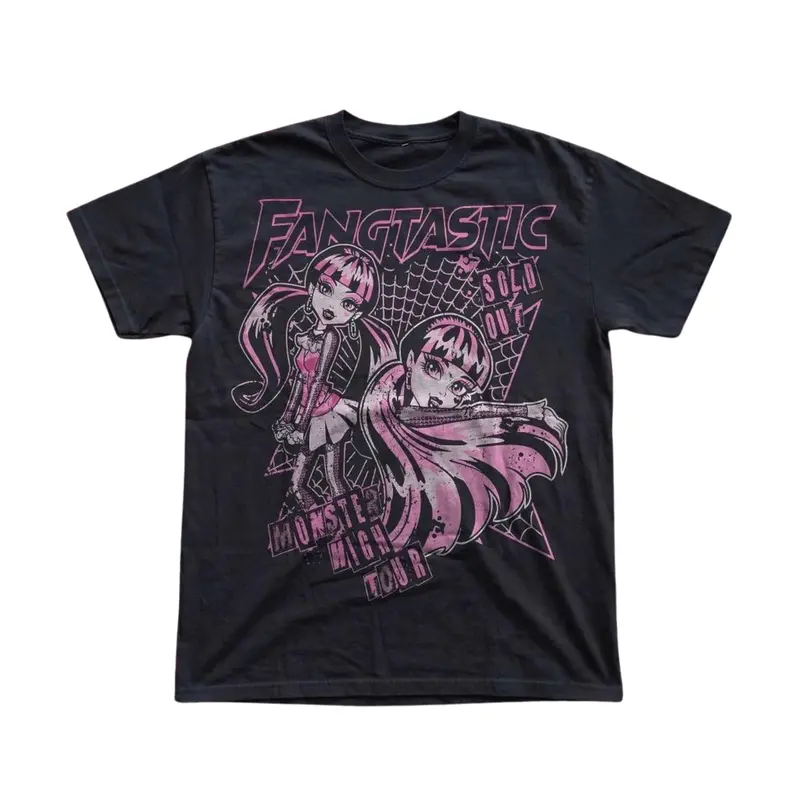 Gildan Men's and Women's T-Shirt, Vintage Monster High Fangtastic Graphic Tee, Retro Aesthetic Shirt, Unisex Gift Manga Anime Shirt, Gothic Grunge Y2K Emo Scene Amity Affliction Style Clothes Menswear Womenswear Streetwear