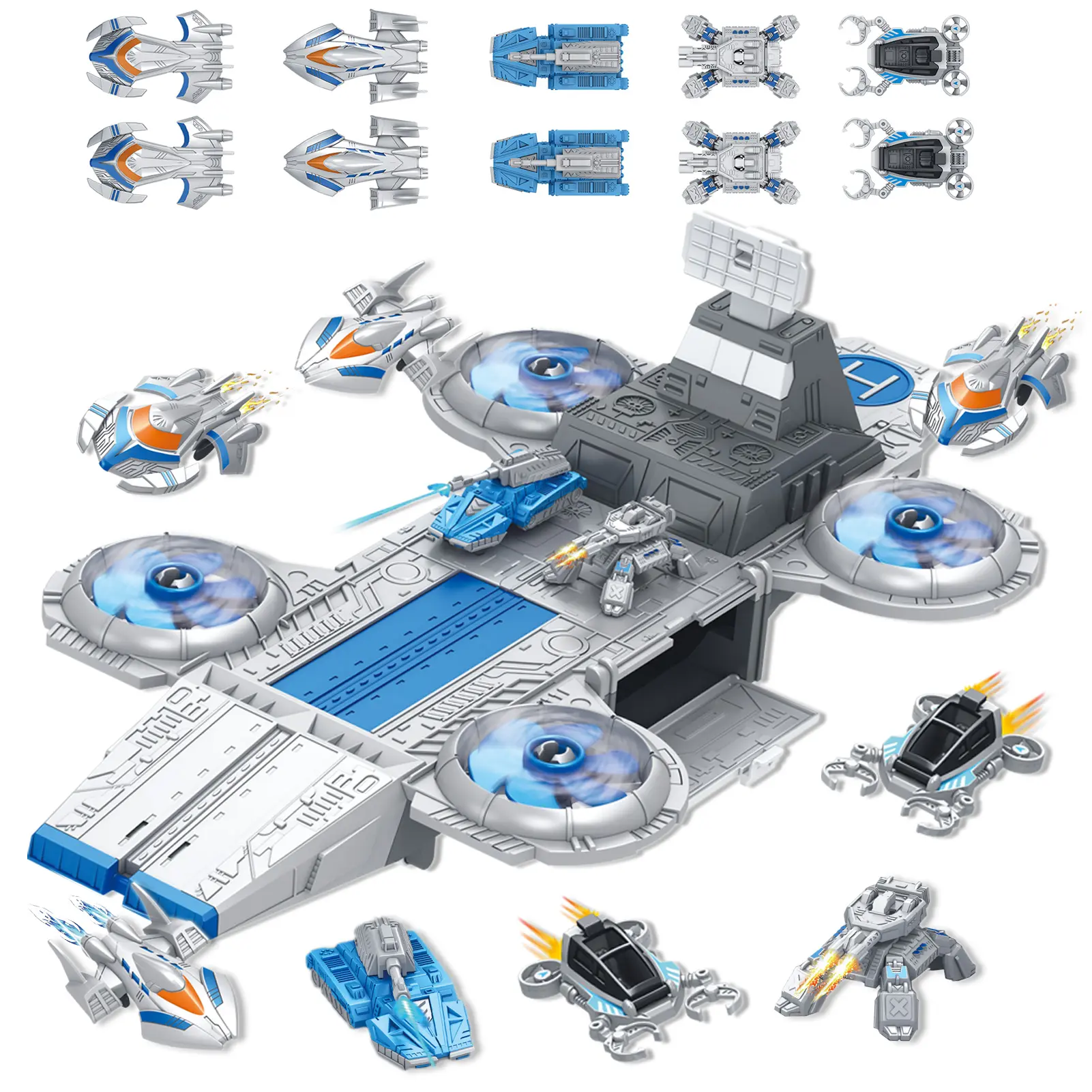 Jumbo Building Block Sets - Space Toys with Space Shuttle, Fighters, Tanks, Exploring Vehicle - ASTM Certified Educational Learning Toys for Kids Ages 3-12, Blocks Set