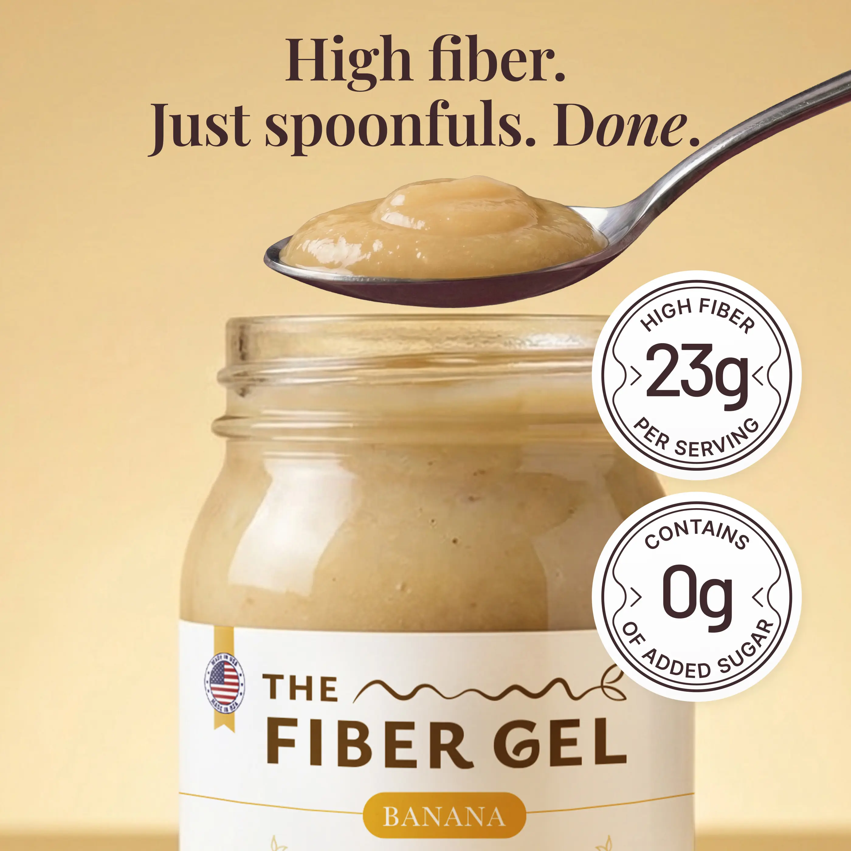 The Fiber Gel Banana: Smooth & Spoonable Plant-Based Prebiotic Fiber Gel (Psyllium Husk + Inulin), All Natural&No Sugar Added | Made in USA Essential Minerals Supplement Dietary Probiotic