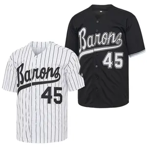 Men's Barons Jersey #45 Legendary 90s Baseball Embroidery Hip Hop Outfit Unisex Party Gift Stripe White Black Sports Size S-3XL