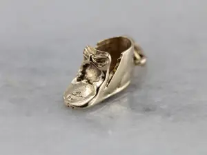 Sweet Vintage Baby Shoe Charm in Yellow Gold
