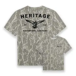 Heritage Waterfowl Company Camo T-Shirt 3D, Mossy Oak Washed Bottomland Mallard T Shirt, Hunting Shirt, Retro 3D Tee Mossy Oak