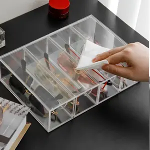 Acrylic Sunglasses Organizer Box, Transparent Multi-Layer Eyewear Storage Case, Dust-Proof Contact Lens Display Rack, Desktop Drawer Holder