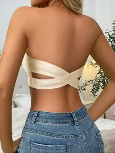 The Low Back Wireless Strapless Bra Full Support Non-Slip Elegant Bra Women Invisible Lifting Underwear Big Cup Intimates Dress Top Pairing Bra