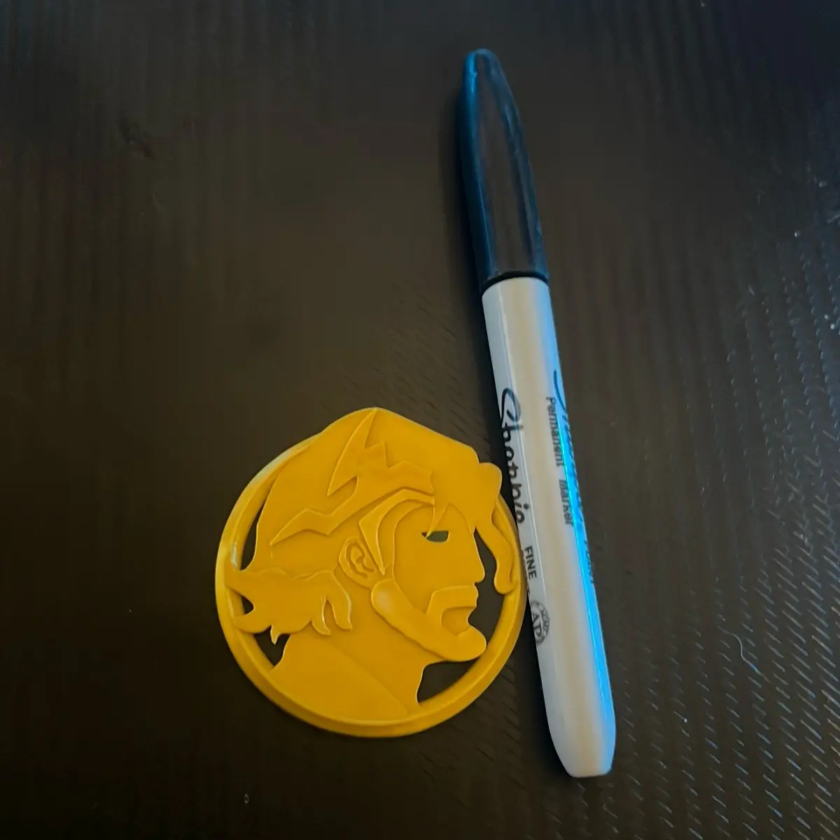 High quality Zeus medallion from Fortnite with color.