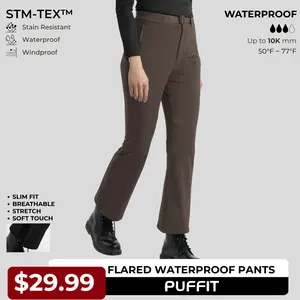 PUFFIT STM-TEX Slim Fit Flared Waterproof Pants With Adjustable Belt, Super stretch, Walk & Outdoor Ready,Comfort Fit,Hiking,Casual Fitted Style