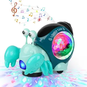 Electric Toy Hermit Crab Car, Multifunction Portable Omnidirectional Walking Obstacle Avoidance Music Light Projection, Toy, Kids Entertainment